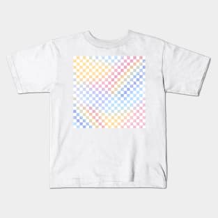 Pastel Rainbow Checkerboard Pattern Kids T-Shirt